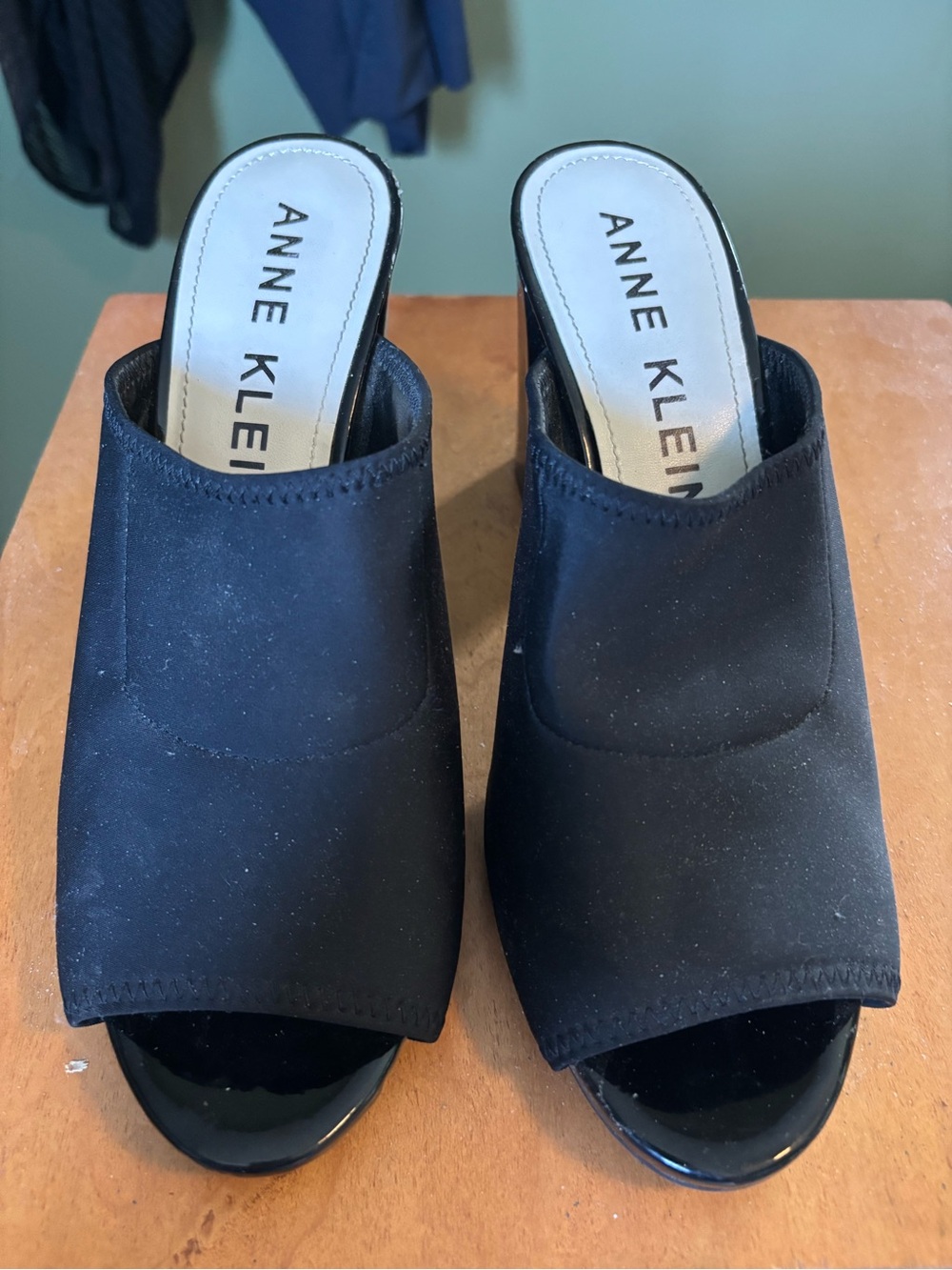 Anne Klein Black Open-Toe Slide Mules